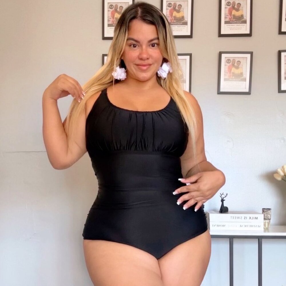 Swimsuit Black One Piece Plus Size Tummy Control Black Strech NEW 2026